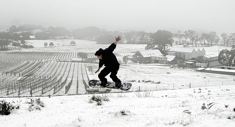 Hanging Rock Winery Snow in Vineyards